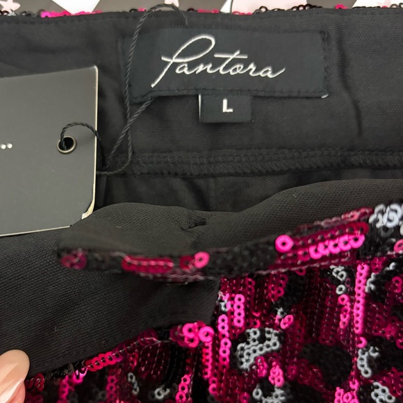 NWT Pantora Stacy Sequin Pant Pink Leopard Print in Size Large - Picture 5 of 5